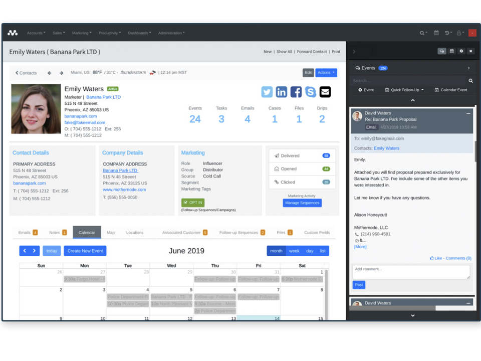 screenshot of Mothernode CRM
